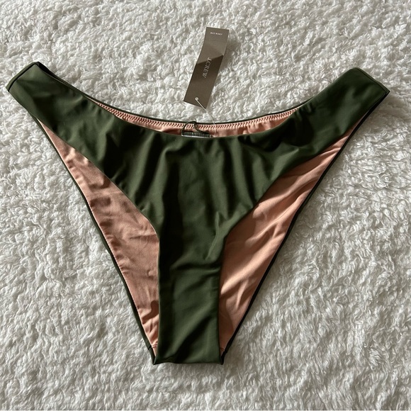 J. Crew Curved Waist Cheeky Bikini Bottom Safari Green Size Medium NWT - Picture 5 of 6